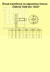 v  8x 25  Zn  1329  Din 15237 korečkový zápustný + matice + podložka