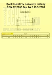 Kolík 12x200          2153  Din 1B  kuželový nekalený