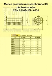 Spojka závitová M 30x90  Zn          1604  5.8  Din 6334 ŠESTIHRANNÁ