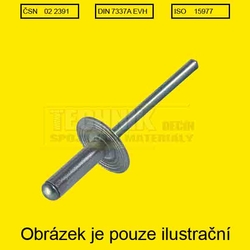 Nýt trhací Al/St 4.0x 8          Din 7337A  EXTRA velká hlava 12mm