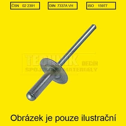 Nýt trhací Al/St 3.2x 6          Din 7337A  Velká hlava 9.5mm 