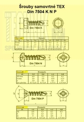 TEX  4.8x 16  Zn          Din 7504O zápustná TORX