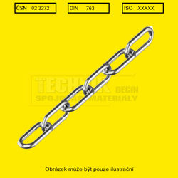 Řetěz článkový  2.0x22.5x 9  Zn  3272  Din 763 dlouhý článek