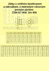 Zátka vypouštěcí  8x1.0          1938  Din 908  válcová s vnitřním šestihr