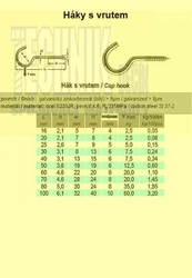 Hák s vrutem 80x5.0mm  Zn