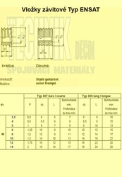 Vložka závitová M  8x15  A1      ENSAT 302 (samořezná)  mat 1.4105 